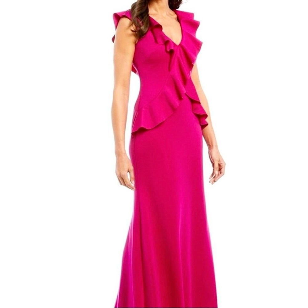 Jessica Howard Fuchsia Ruffle Maxi Dress